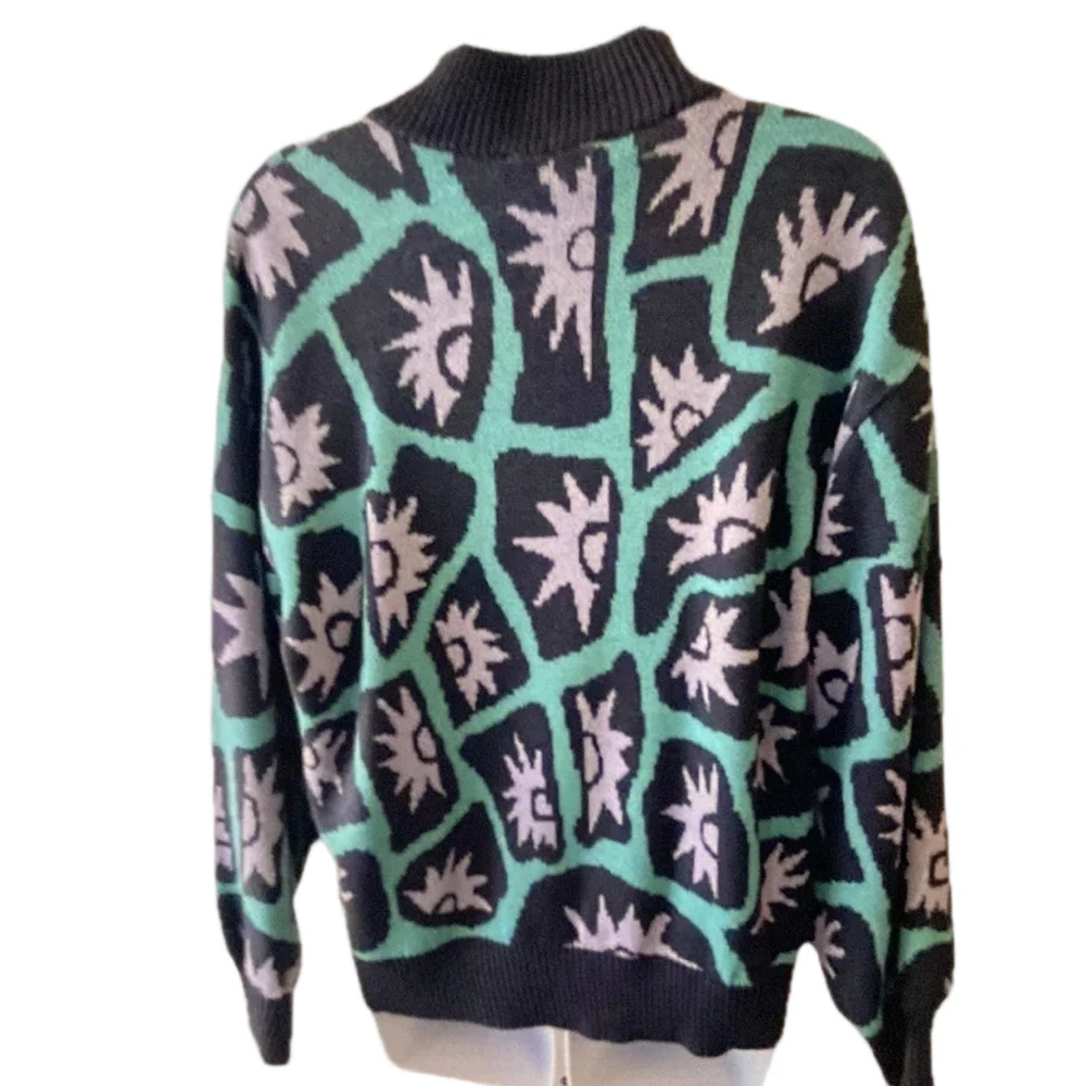 St John Sweater Knit Small Teal Green Lavender Vintage